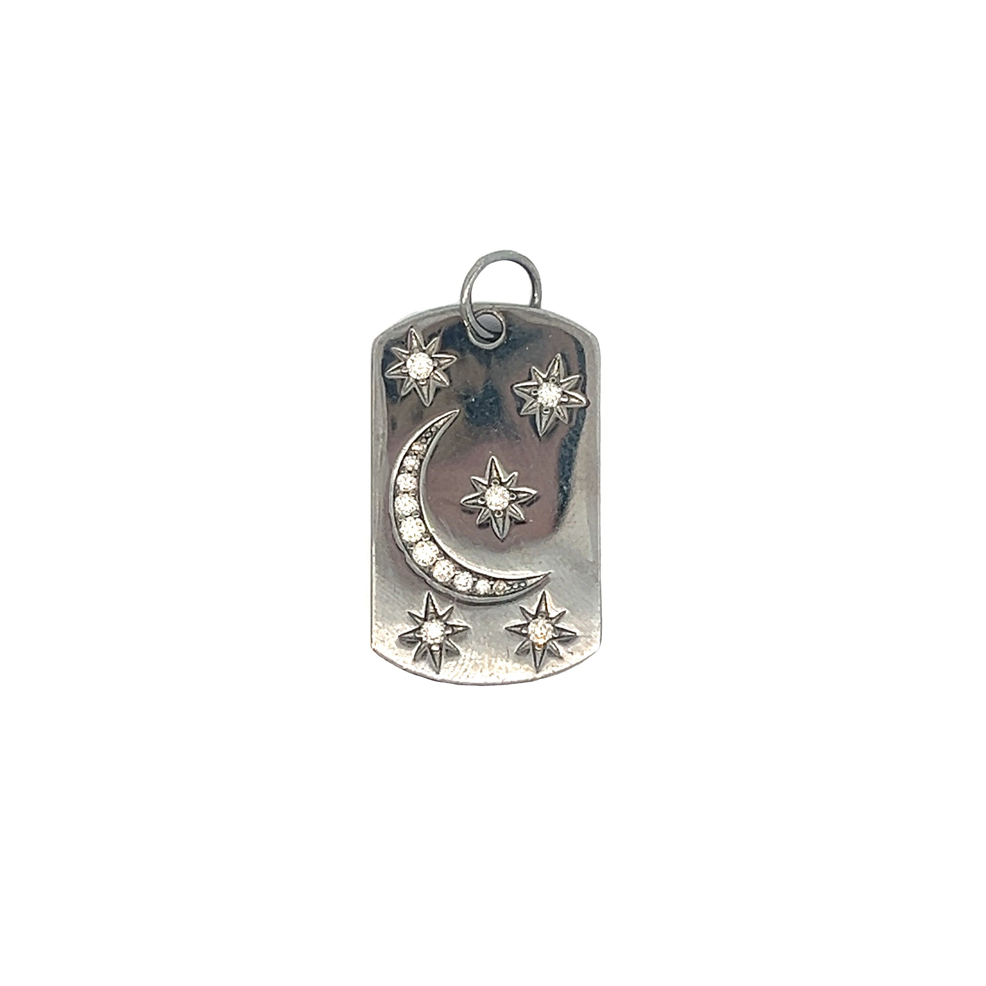 Sterling Silver Starry Night Moon and Stars Pendant