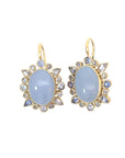 Chalcedony and Tanzanite Halo Earrings