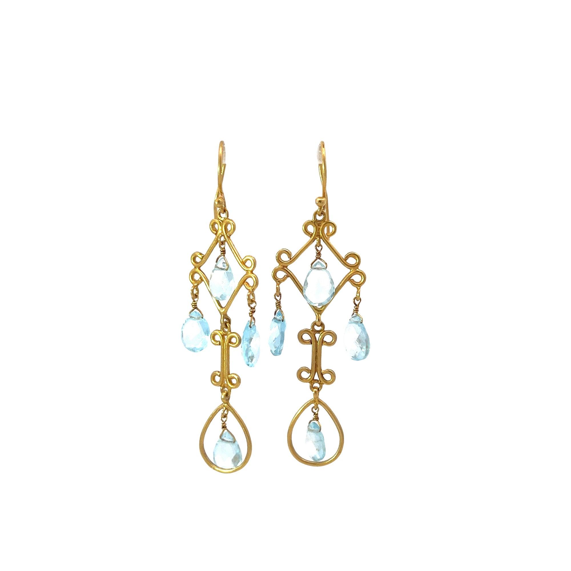 Scroll Blue Topaz Earrings