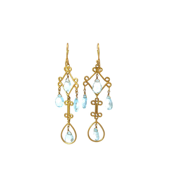 Scroll Blue Topaz Earrings