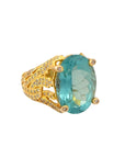 Blue Zircon and Diamond Ring