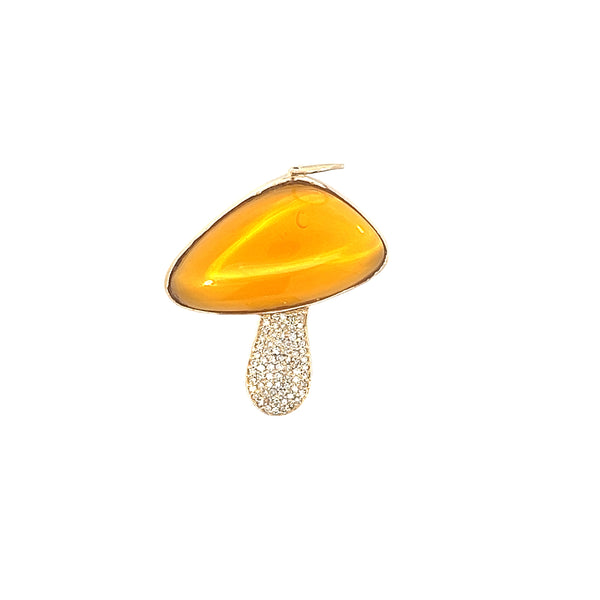 Citrine Mushroom Pendant with Diamonds