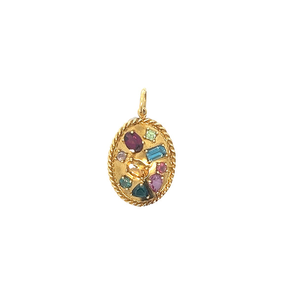 Multi Gem Oval Pendant