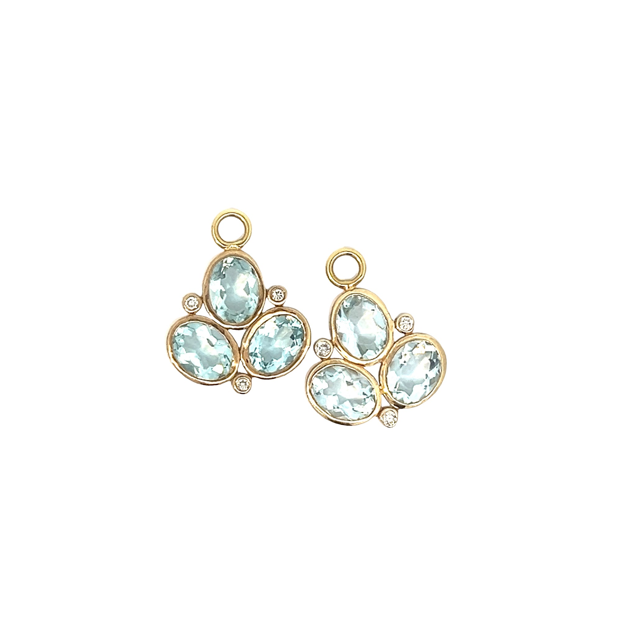 Swiss Blue Topaz Three Oval Diamond Earring Charms