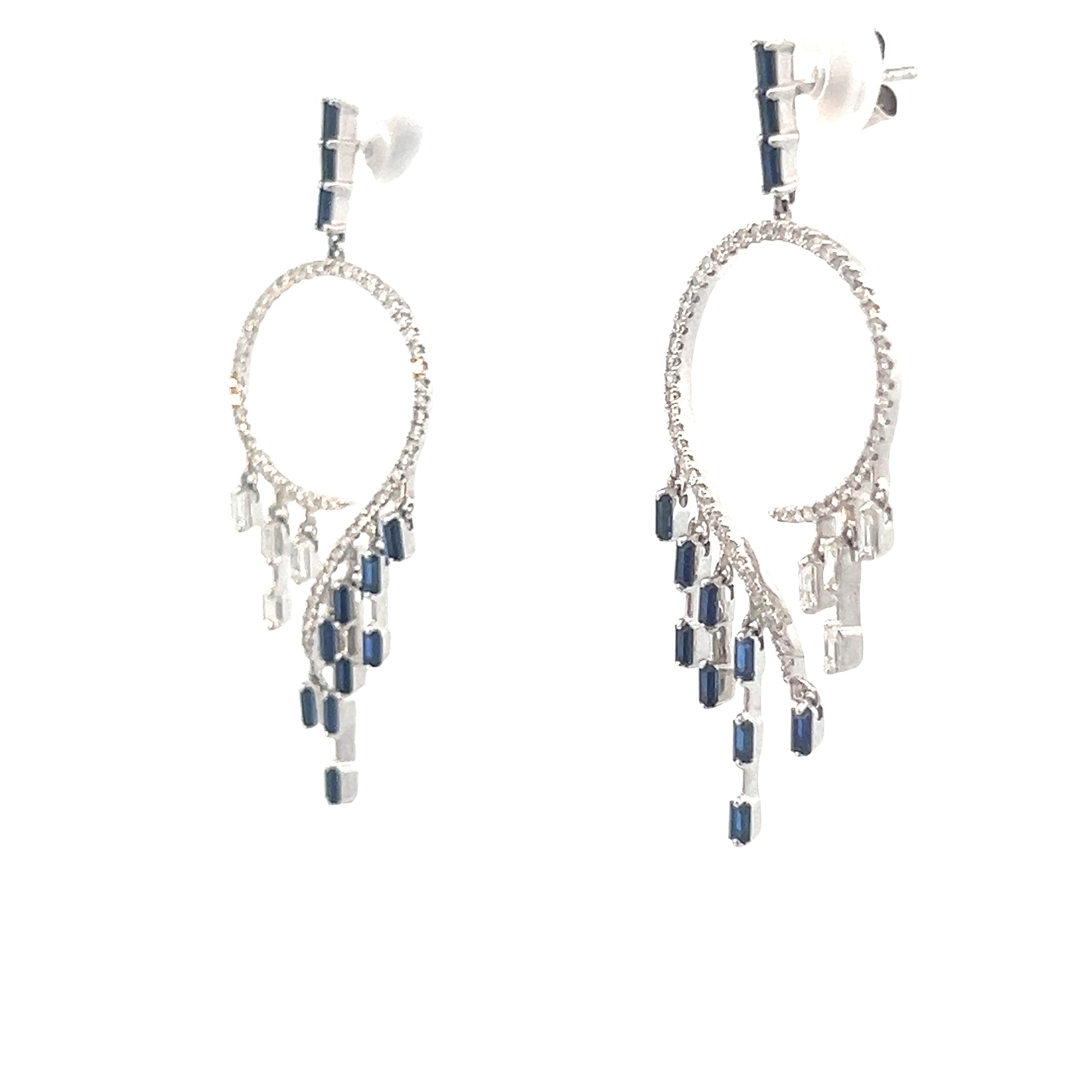 Deco Style Sapphire Baguette Drop Earrings