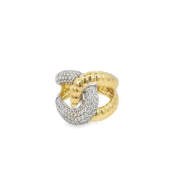 Interlocking Gold and Diamond Ring