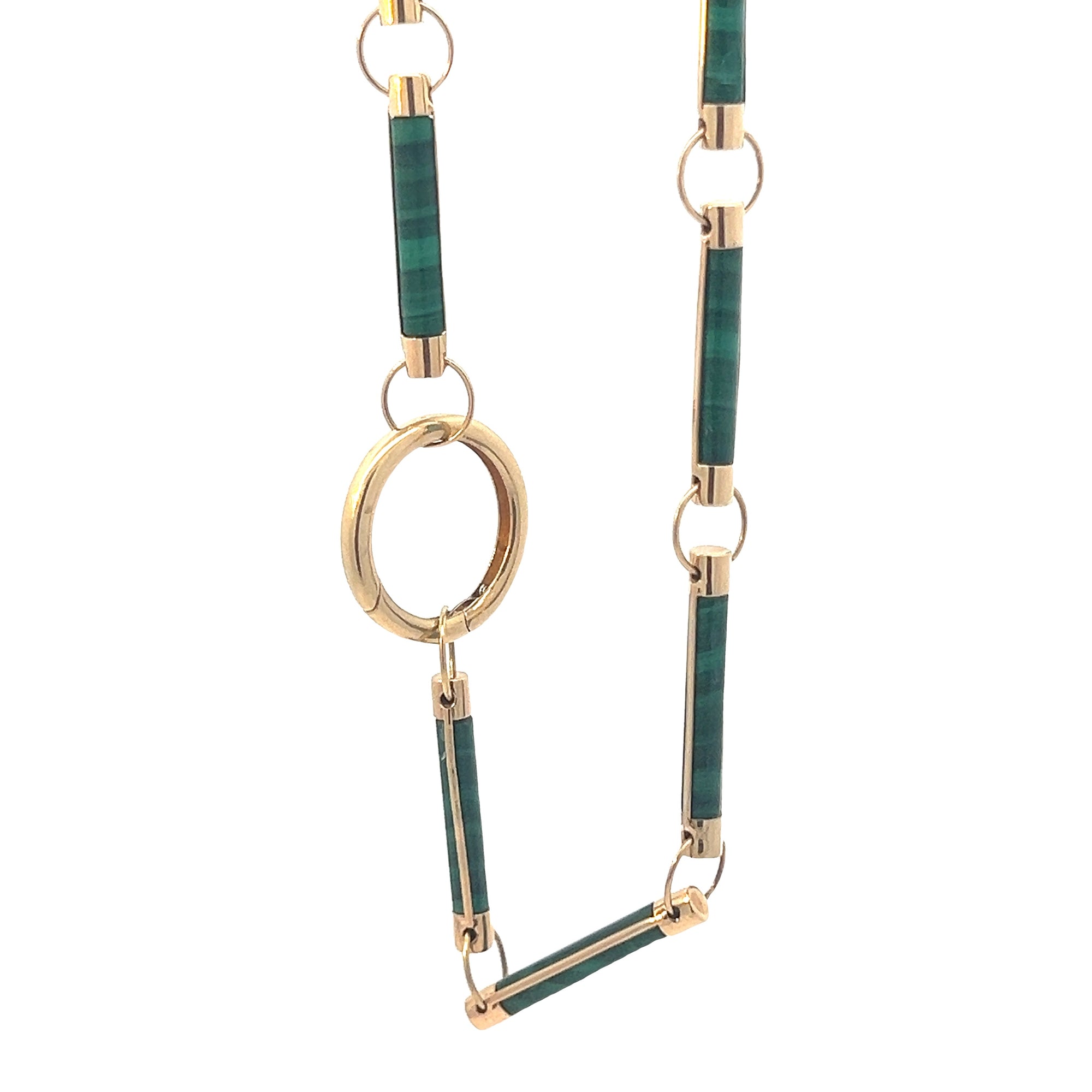 14k Yellow Gold Malachite Chain Necklace