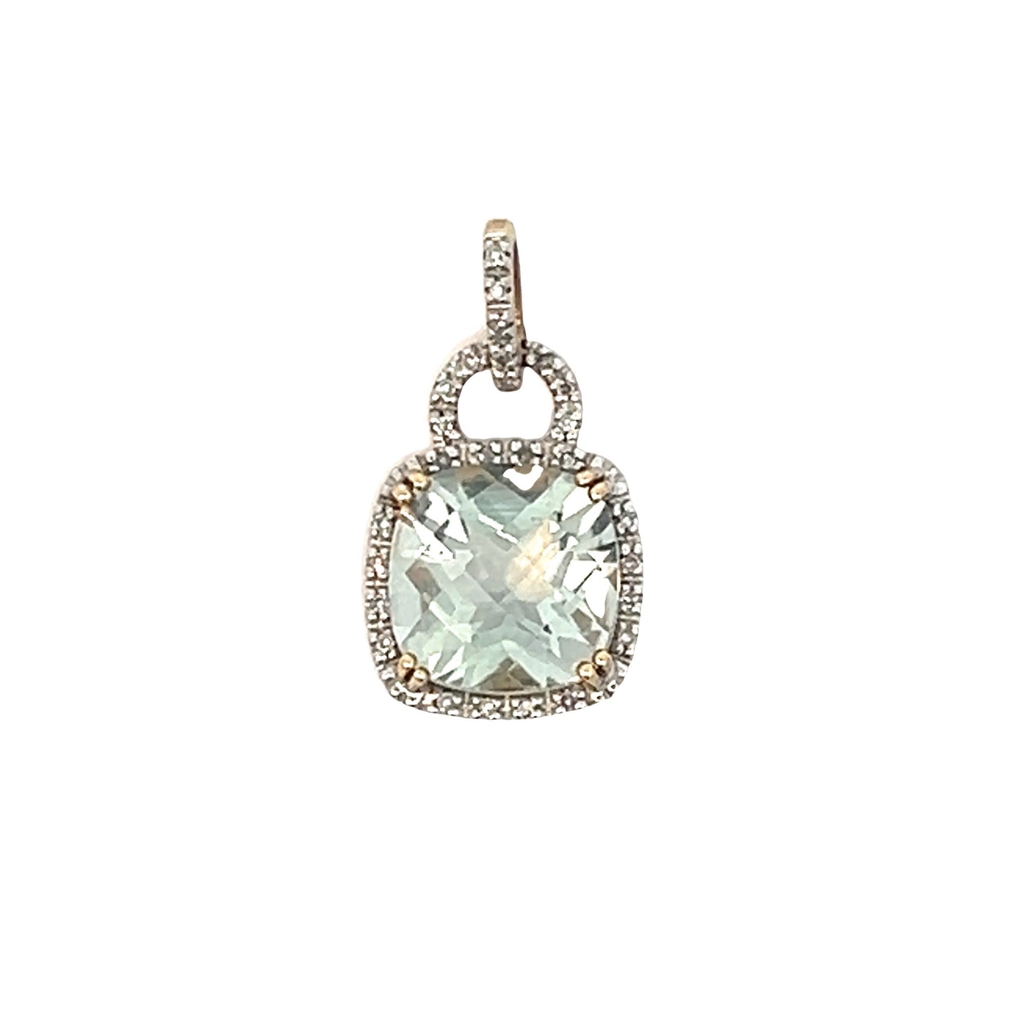 Cushion Cut Green Amethyst Pendant