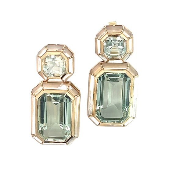 Green Amethyst and Mother of Pearl Earrings