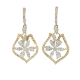 18k Yellow and White Gold Full Cut Diamond Earrings
