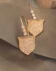 Pave Diamond 18k Royal Shield Earrings