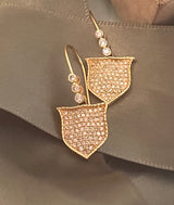 Pave Diamond 18k Royal Shield Earrings