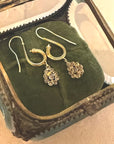 Sculptural Serpentine 18K Royal Gold Earrings with Rose Cut Diamond