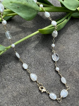 White Topaz, Pearl and White Sapphire Necklace