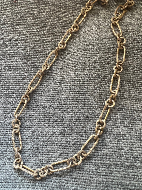 Pave Champagne Diamond Mixed Link Chain