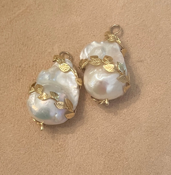 Hand Fabricated White Freshwater Pearl Vine Wrapped Charms