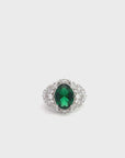 Emerald and White Sapphire Oval Cut Ring