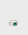 Asscher Cut Emerald & White Sapphire Ring