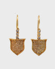 Pave Diamond 18k Royal Shield Earrings