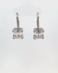 Classic Solitaire White Sapphire Asscher Cut Silver Drop Earrings