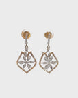 18k Yellow and White Gold Full Cut Diamond Earrings