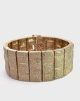 14 Yellow Gold and Diamond Basket Weave Bracelet