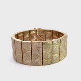 14 Yellow Gold and Diamond Basket Weave Bracelet