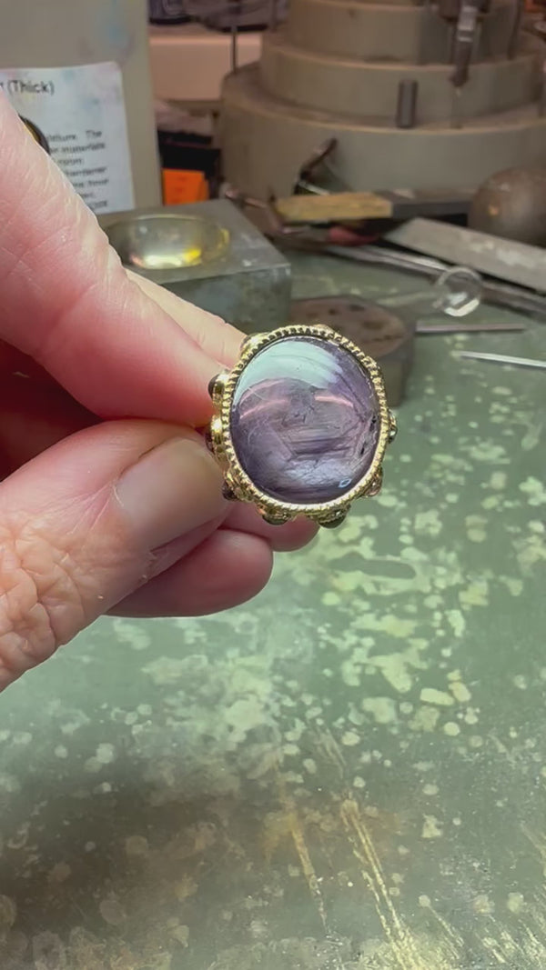 Star Sapphire and Tourmaline Ring