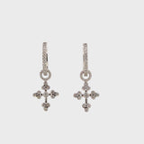 Maltese Cross Earring Charms in White Gold with Diamonds