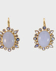 Chalcedony and Tanzanite Halo Earrings