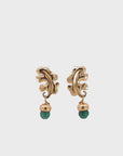 Royal Gold Malachite Leaf and Acorn Earrings