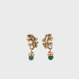 Royal Gold Malachite Leaf and Acorn Earrings