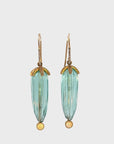 Carved Quartz Earring with Diamonds and Opal