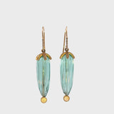 Carved Quartz Earring with Diamonds and Opal