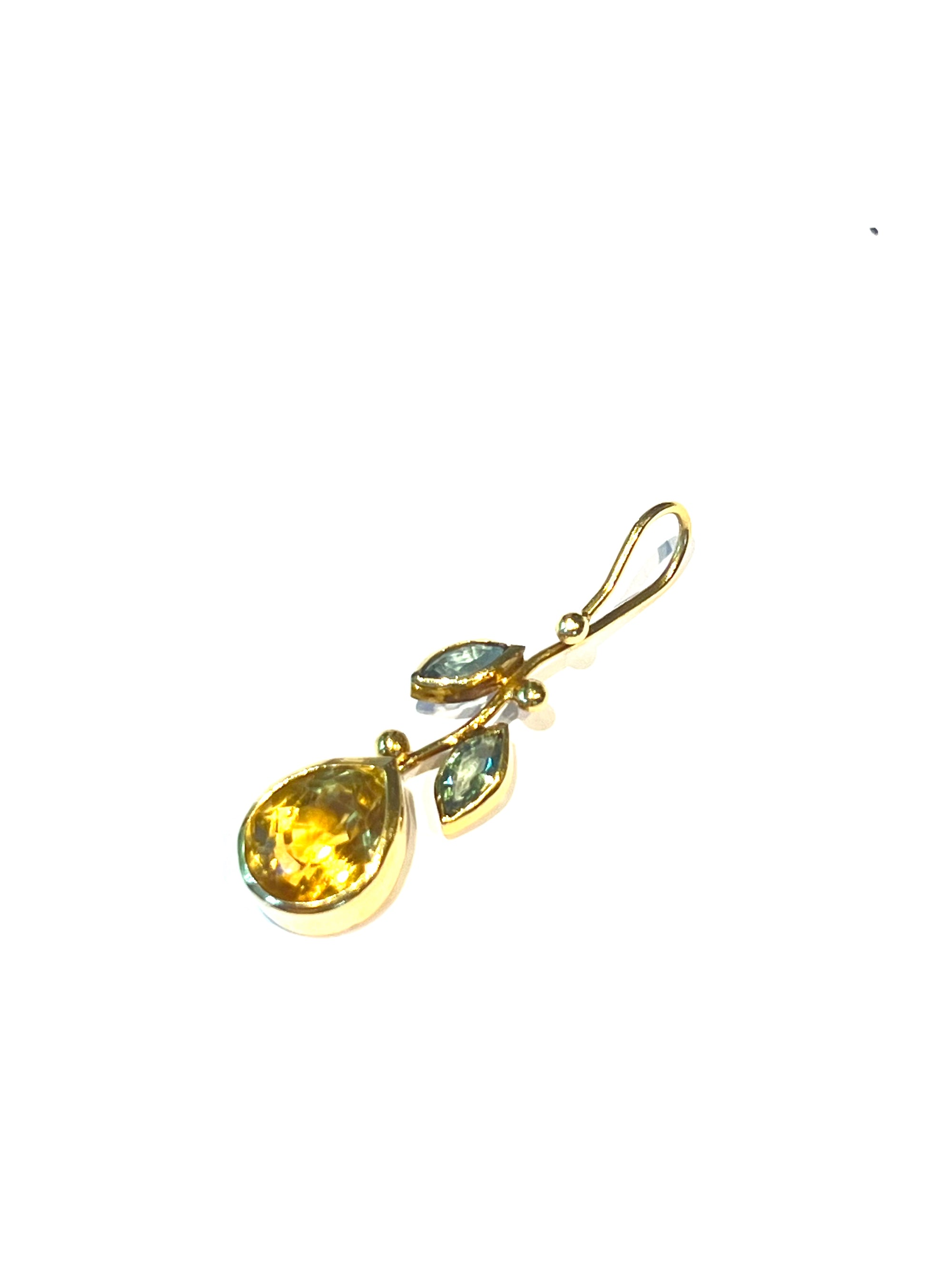 Citrine and Green Sapphire Vine Pendant