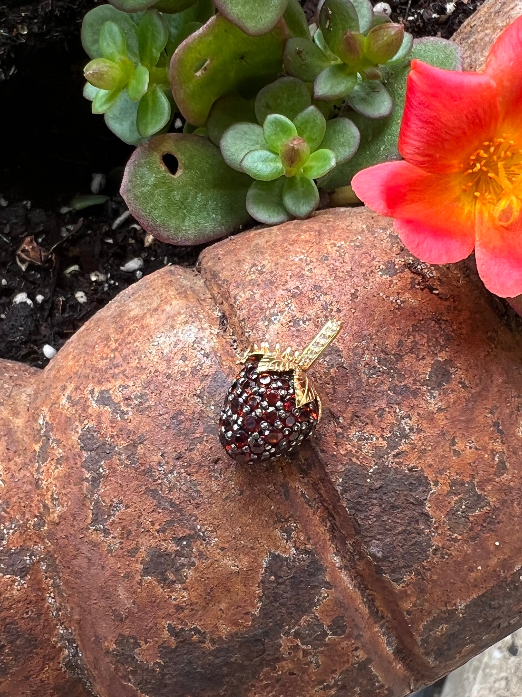 Hand fabricated Silver and Gold Full Cut Garnet Blackberry