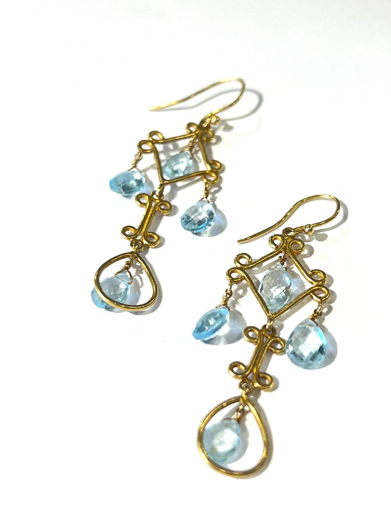 Scroll Blue Topaz Earrings