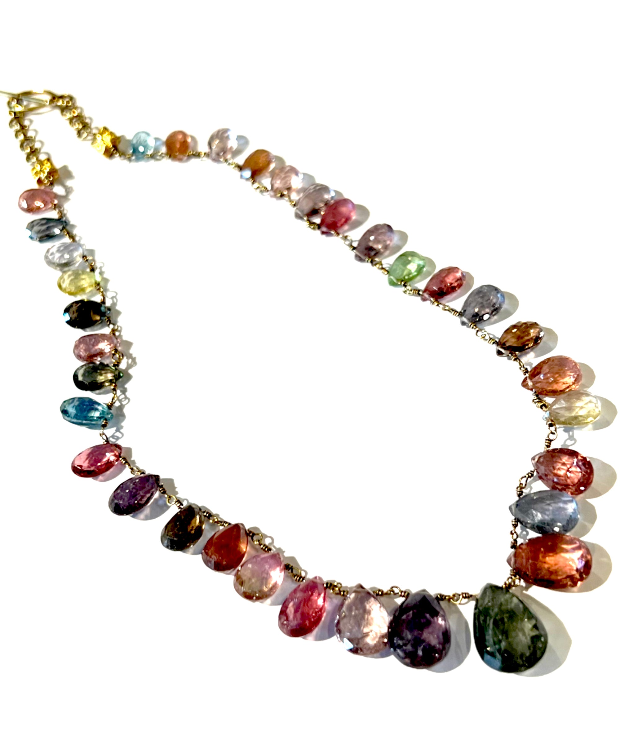 Watermelon Tourmaline Drop Necklace