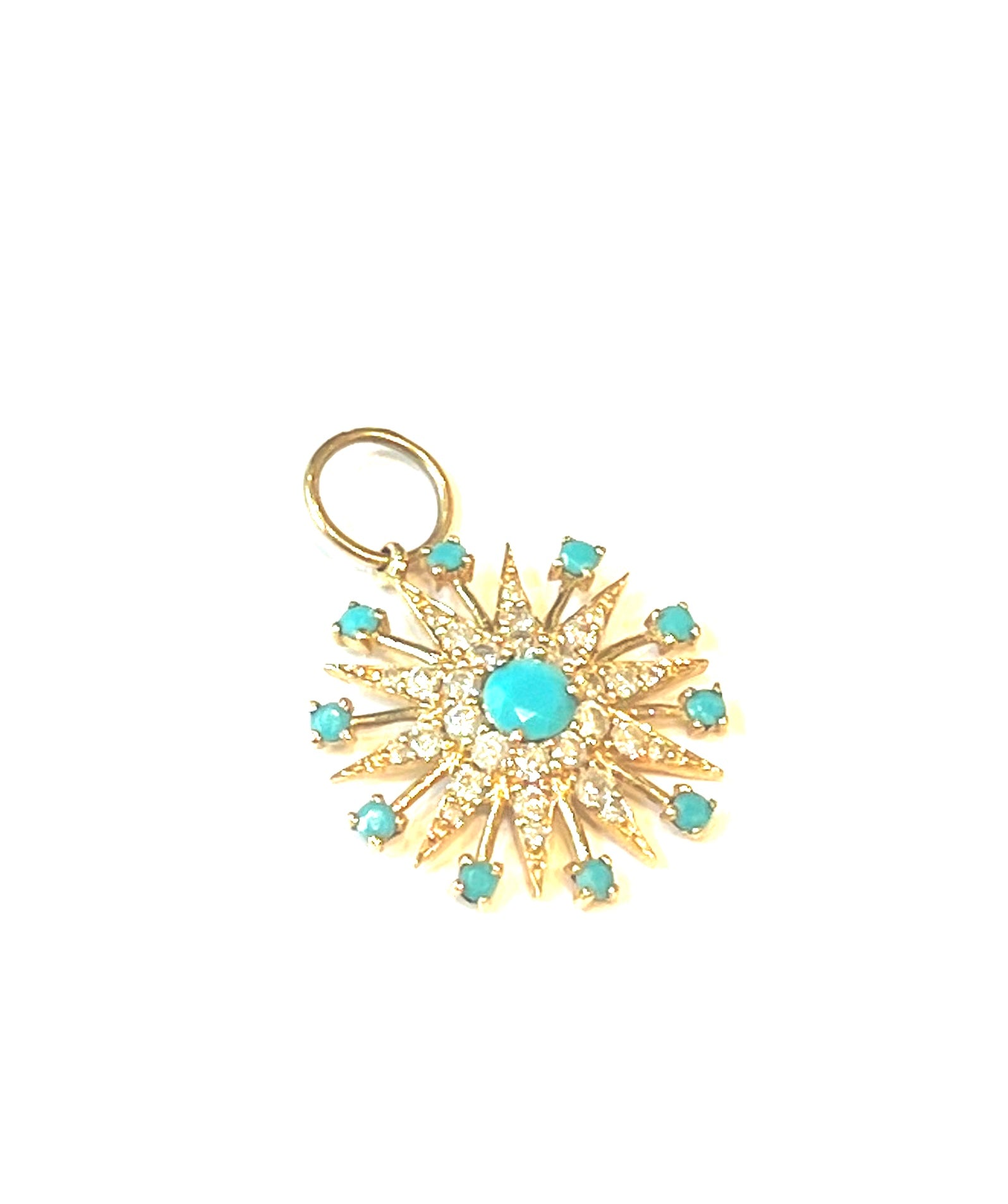 Sleeping Beauty Turquoise and Diamond Starburst Pendant