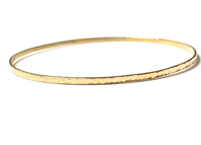 14k Yellow Gold Hammered Finish Bangle