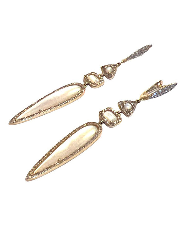 14k Yellow Gold Mother of Pearl Earrings