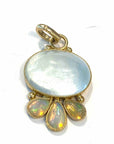 18k Large Blue Topaz with Opal Pendant