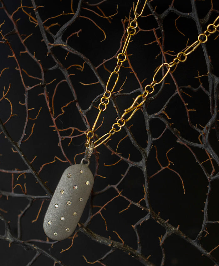 Champagne Diamond Studded Tag Pendant