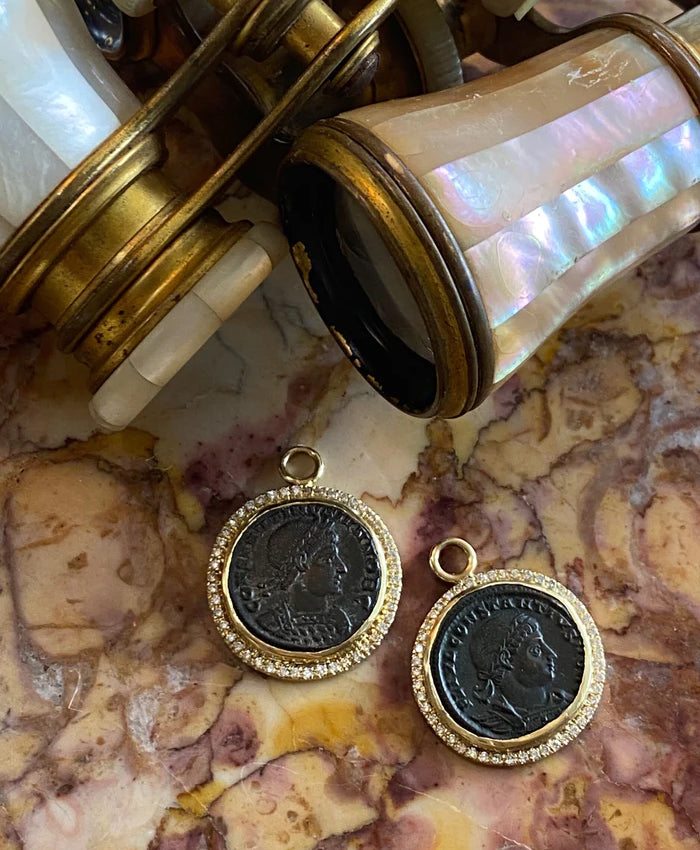 Roman Coin Hoop Charms